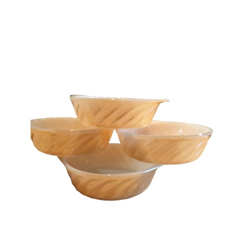 Lot of 4 Anchor Hocking Fire-King COPPER TINT Swirl Individual Open Casserole